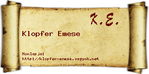 Klopfer Emese névjegykártya